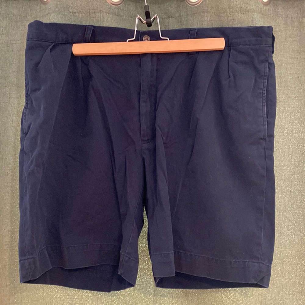 Classic Fit Pleated 9” Blue Shorts.